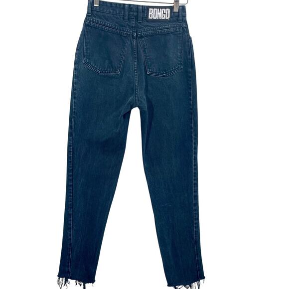Vintage 80s Black Bongo Raw Hem Ankle Jeans High-Rise Tapered 27" Waist Grunge - Picture 3 of 13
